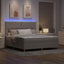 LED Box Spring Bed med hovedgærde Gråbrun 180 x 200 cm Stof