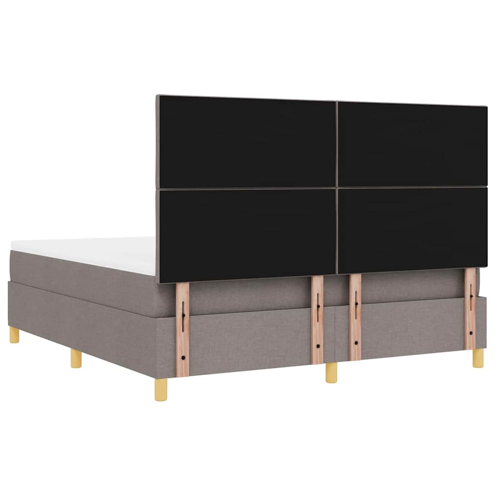 LED Box Spring Bed med hovedgærde Gråbrun 180 x 200 cm Stof