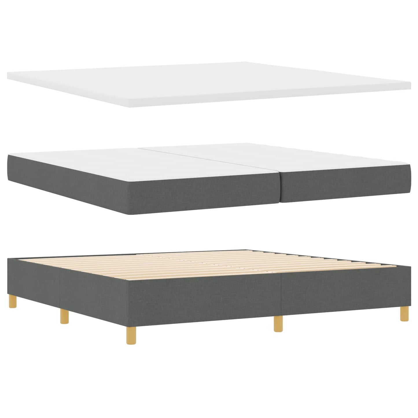 LED Box Spring Bed med hovedgærde Mørkegrå 200 x 200 cm Stof