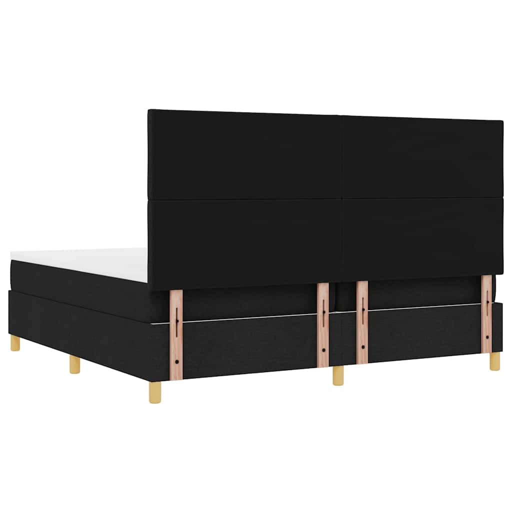 LED Box Spring Bed med hovedgærde Sort 200 x 200 cm Stof