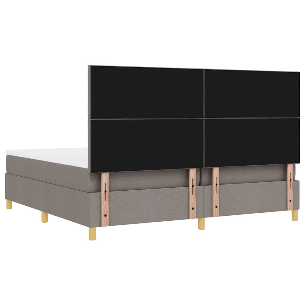 LED Box Spring Bed med hovedgærde Gråbrun 200 x 200 cm Stof