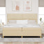 LED Box Spring Bed med hovedgærde Creme 200 x 200 cm Stof