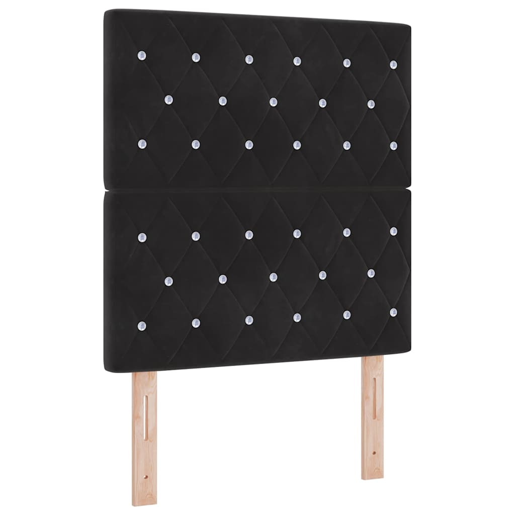 LED Box Spring Bed med madras Sort 80 x 200 cm Fløjl