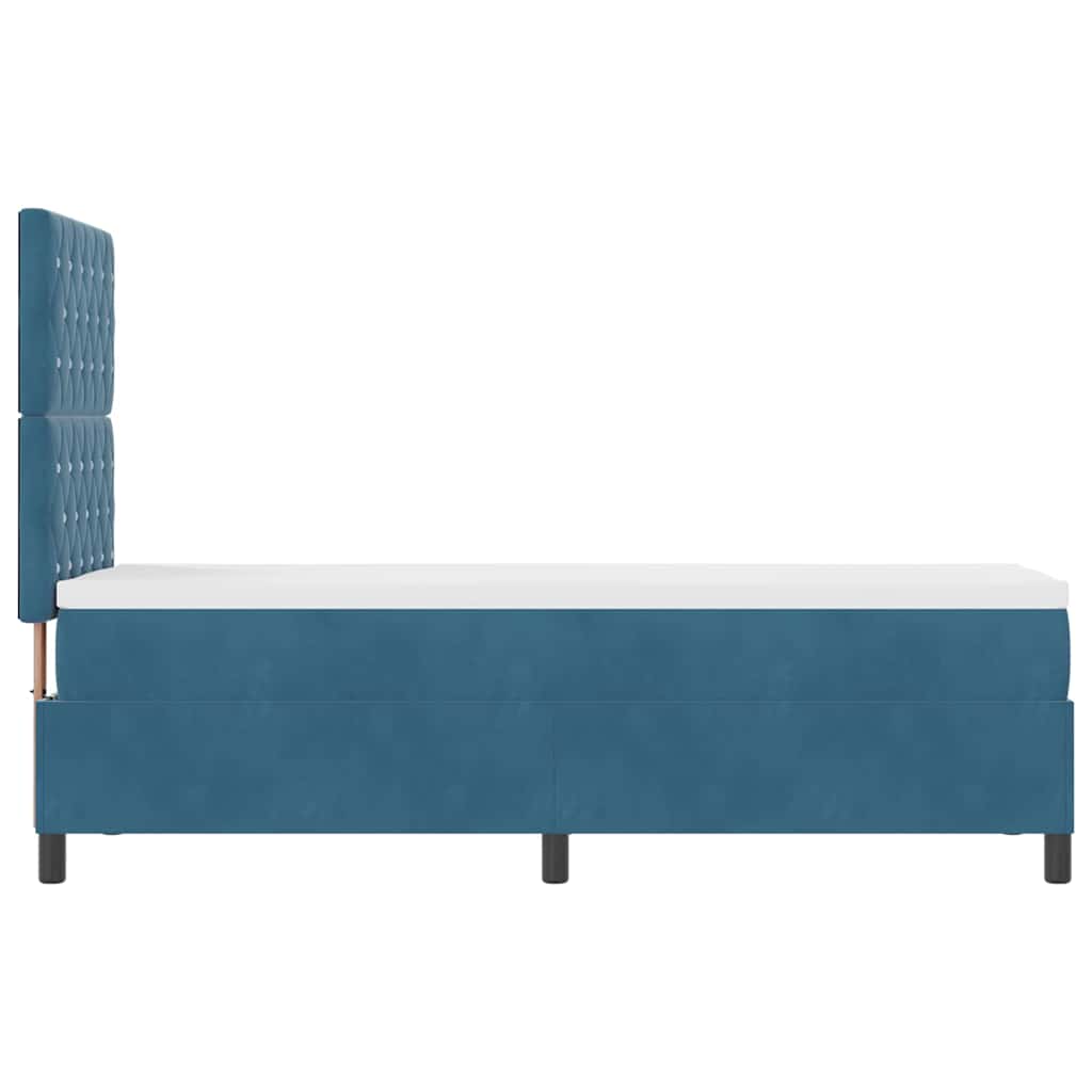 LED Box Spring Bed med madras Mørk blå 80 x 200 cm Fløjl