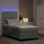 LED Box Spring Bed med madras Lysegrå 90 x 190 cm Stof