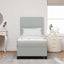 LED Box Spring Bed med madras Lysegrå 90 x 190 cm Stof