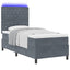 LED Box Spring Bed med madras Mørkegrå 90 x 200 cm Fløjl