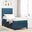 LED Box Spring Bed med madras Mørk blå 90 x 200 cm Fløjl