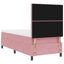 LED Box Spring Bed med madras Lyserød 90 x 200 cm Fløjl