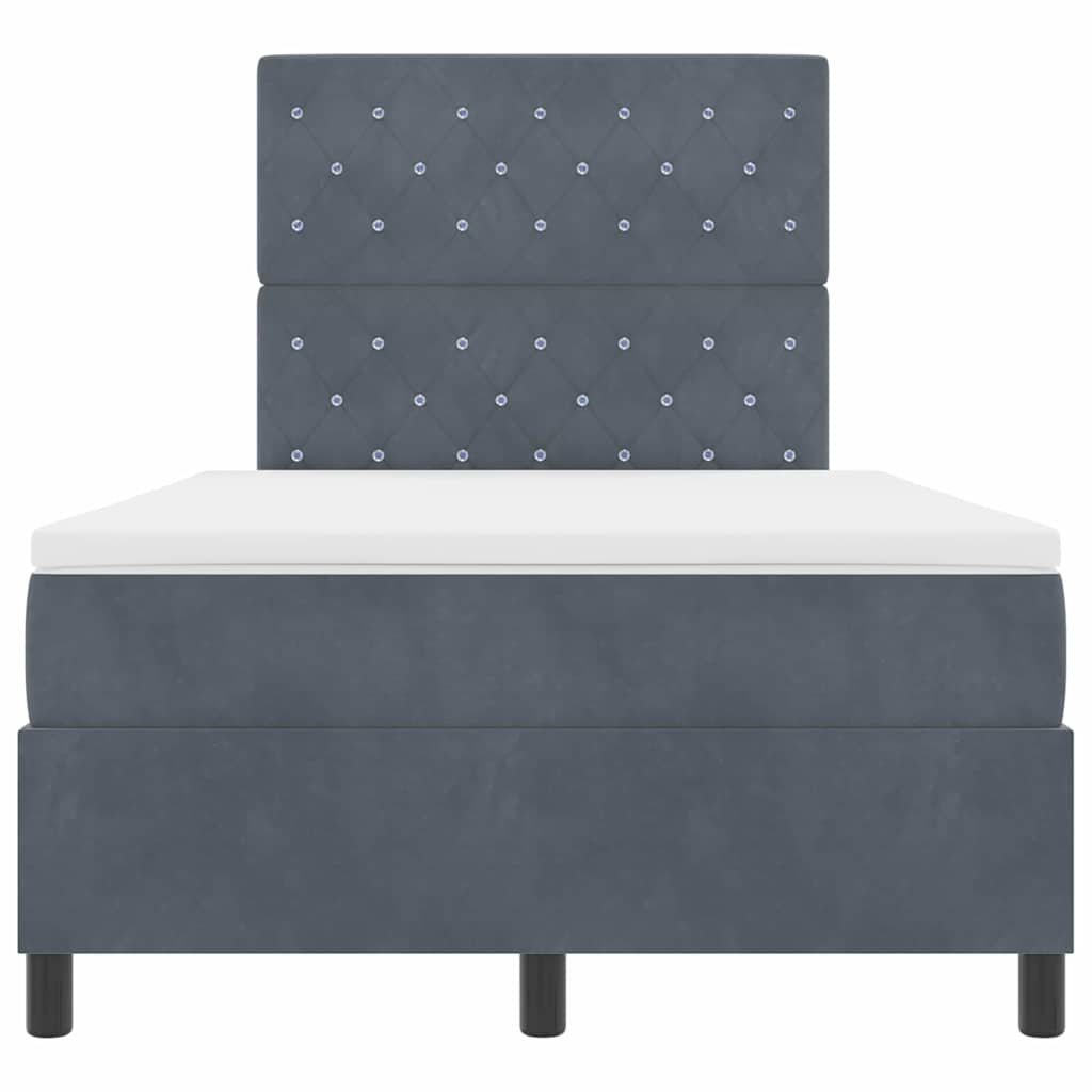 LED Box Spring Bed med madras Mørkegrå 120 x 190 cm Fløjl