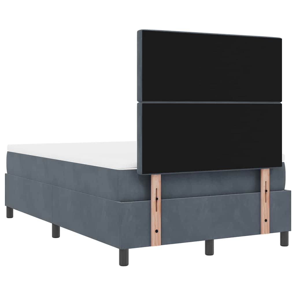 LED Box Spring Bed med madras Mørkegrå 120 x 200 cm Fløjl