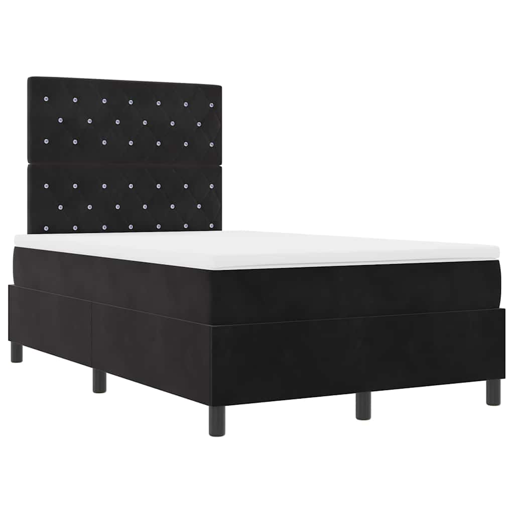 LED Box Spring Bed med madras Sort 120 x 200 cm Fløjl