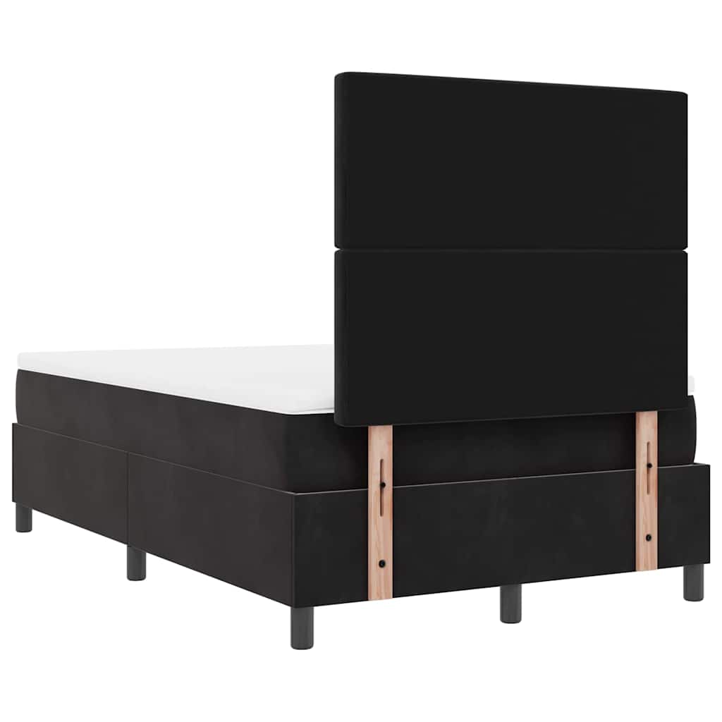 LED Box Spring Bed med madras Sort 120 x 200 cm Fløjl