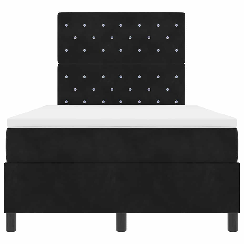 LED Box Spring Bed med madras Sort 120 x 200 cm Fløjl