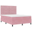 LED Box Spring Bed med madras Lyserød 140 x 190 cm Fløjl