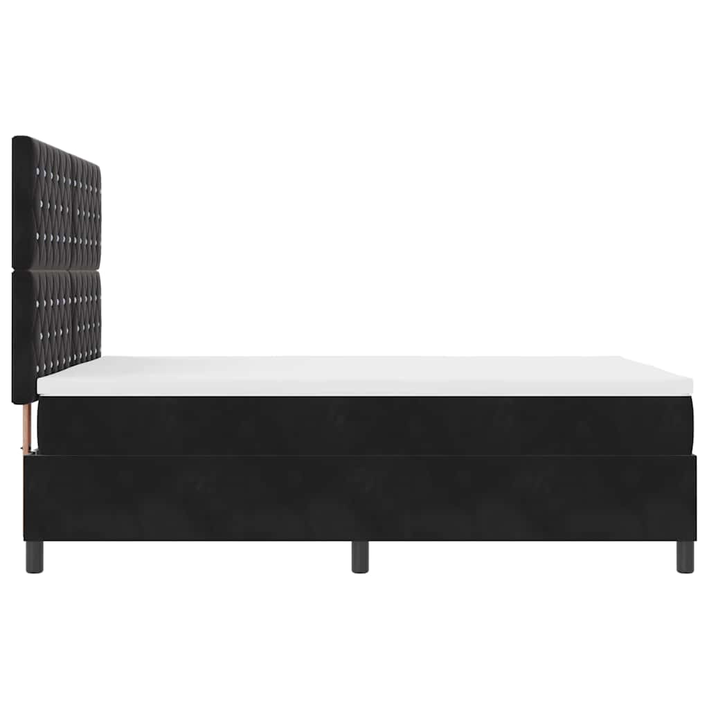 LED Box Spring Bed med madras Sort 160 x 200 cm Fløjl