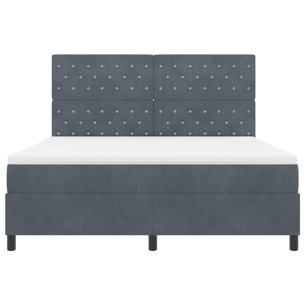 LED Box Spring Bed med madras Mørkegrå 180 x 200 cm Fløjl