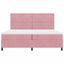 LED Box Spring Bed med madras Lyserød 200 x 200 cm Fløjl