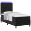 LED Box Spring Bed med hovedgærde Sort 80 x 200 cm Fløjl