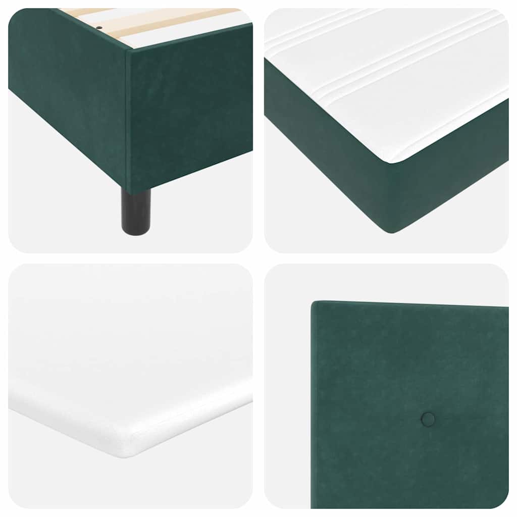 LED Box Spring Bed med hovedgærde Mørkegrøn 160 x 200 cm Fløjl
