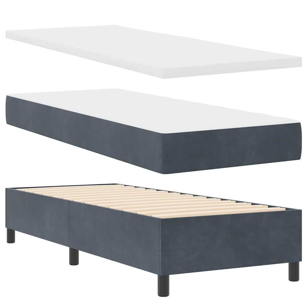 LED Box Spring Bed med hovedgærde Mørkegrå 80 x 200 cm Fløjl