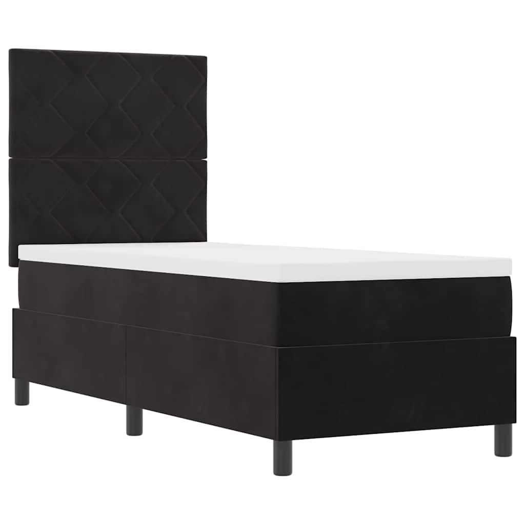 LED Box Spring Bed med hovedgærde Sort 80 x 200 cm Fløjl