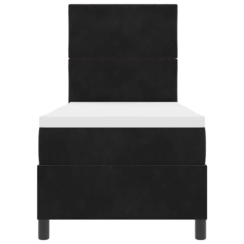 LED Box Spring Bed med hovedgærde Sort 80 x 200 cm Fløjl