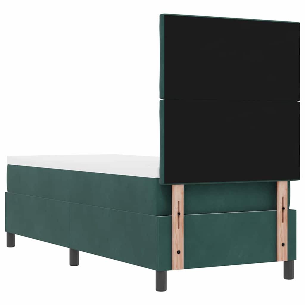 LED Box Spring Bed med hovedgærde Mørkegrøn 80 x 200 cm Fløjl