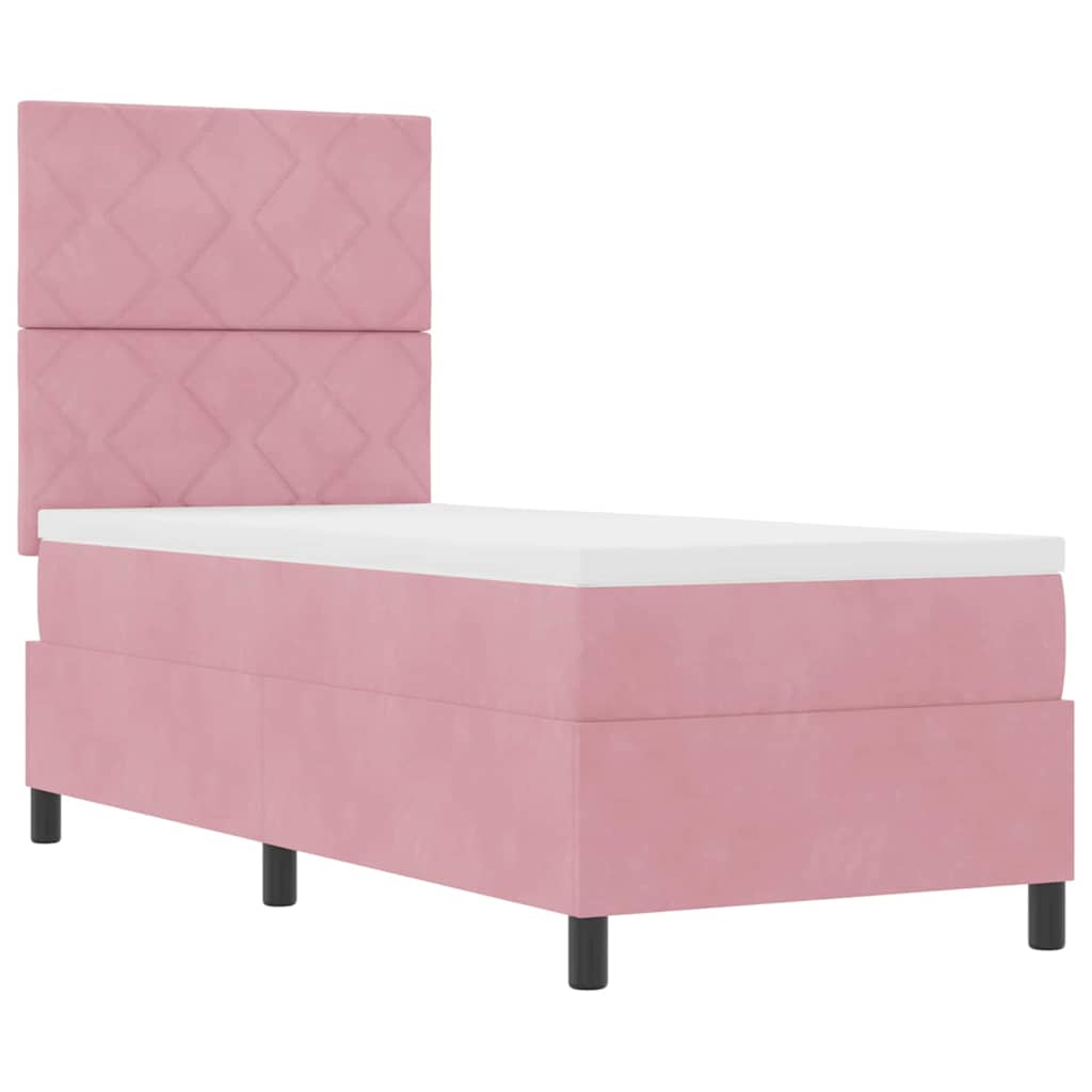 LED Box Spring Bed med hovedgærde Lyserød 80 x 200 cm Fløjl