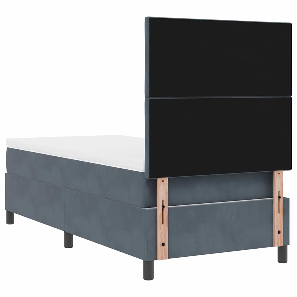 LED Box Spring Bed med hovedgærde Mørkegrå 90 x 190 cm Fløjl