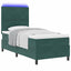 LED Box Spring Bed med hovedgærde Mørkegrøn 90 x 190 cm Fløjl