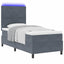 LED Box Spring Bed med hovedgærde Mørkegrå 100 x 200 cm Fløjl