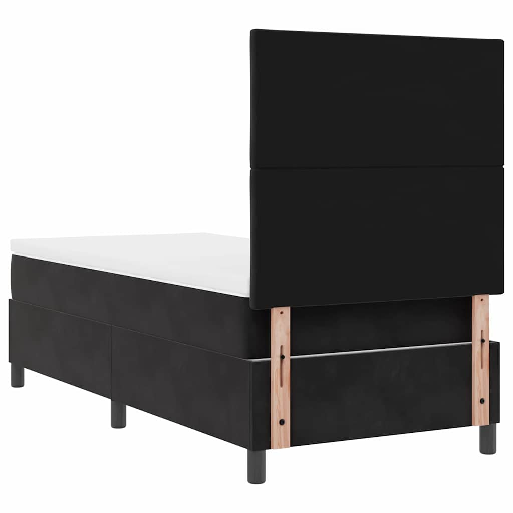 LED Box Spring Bed med hovedgærde Sort 100 x 200 cm Fløjl