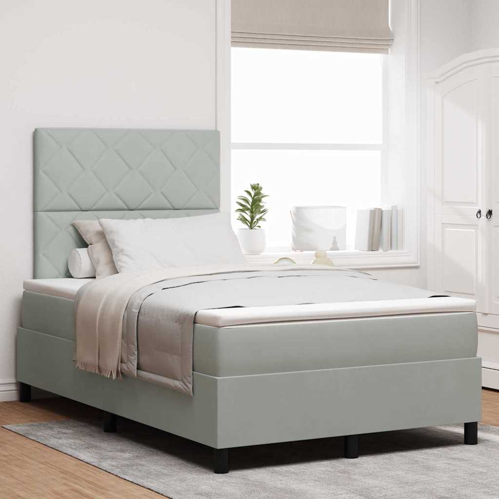 LED Box Spring Bed med hovedgærde Lysegrå 120 x 190 cm Fløjl