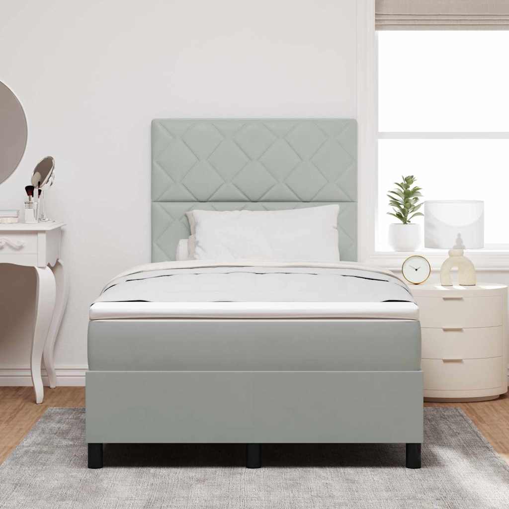 LED Box Spring Bed med hovedgærde Lysegrå 120 x 190 cm Fløjl