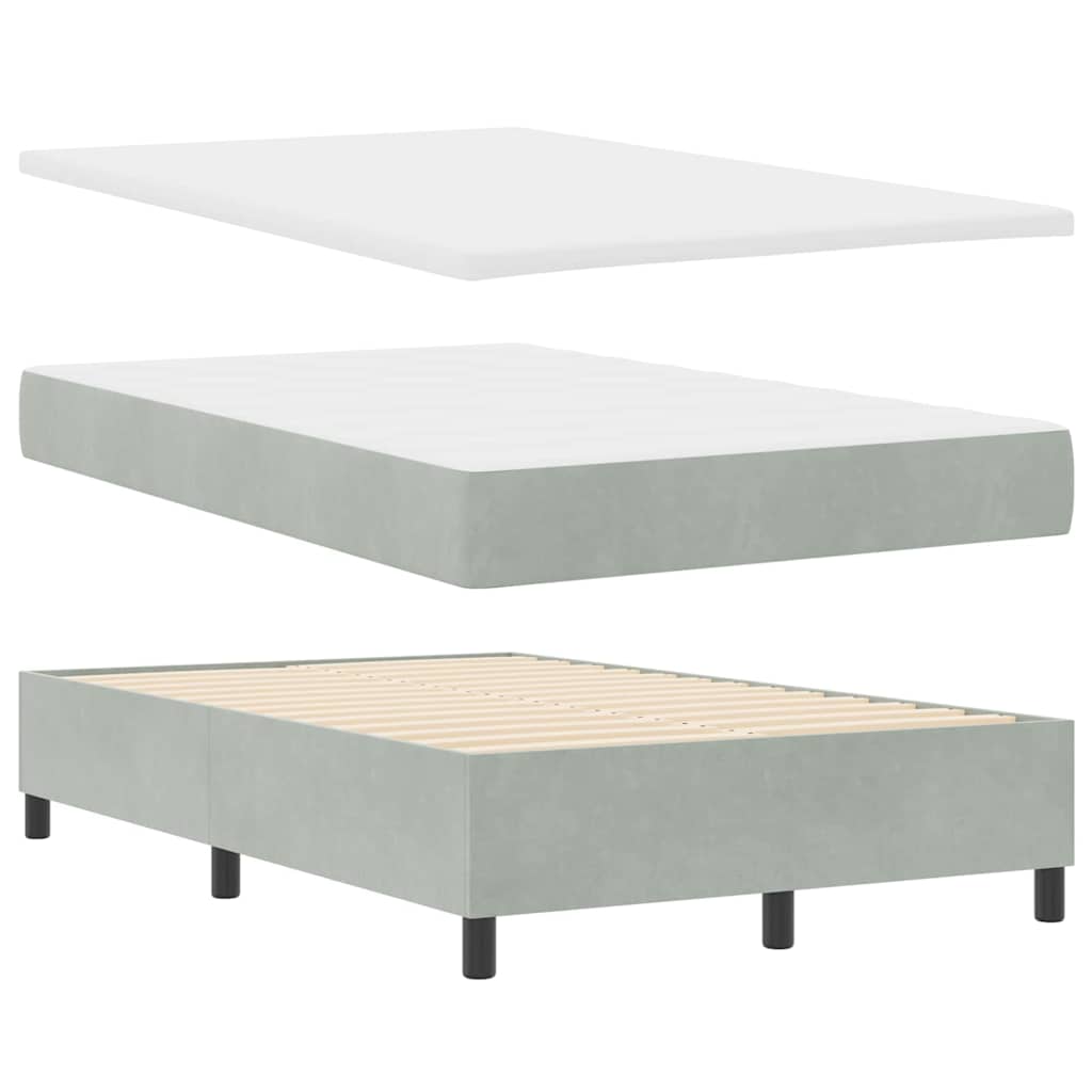LED Box Spring Bed med hovedgærde Lysegrå 120 x 190 cm Fløjl