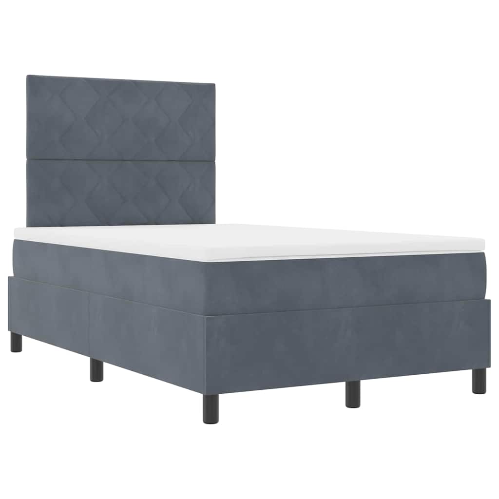 LED Box Spring Bed med hovedgærde Mørkegrå 120 x 190 cm Fløjl