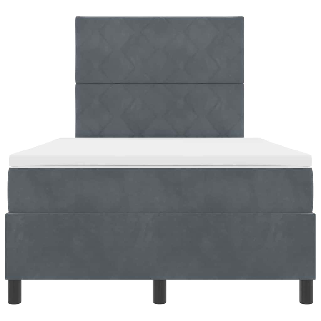 LED Box Spring Bed med hovedgærde Mørkegrå 120 x 200 cm Fløjl