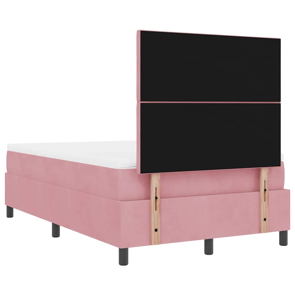 LED Box Spring Bed med hovedgærde Lyserød 120 x 200 cm Fløjl