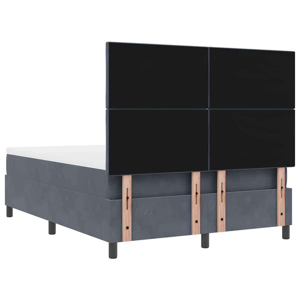 LED Box Spring Bed med hovedgærde Mørkegrå 140 x 200 cm Fløjl