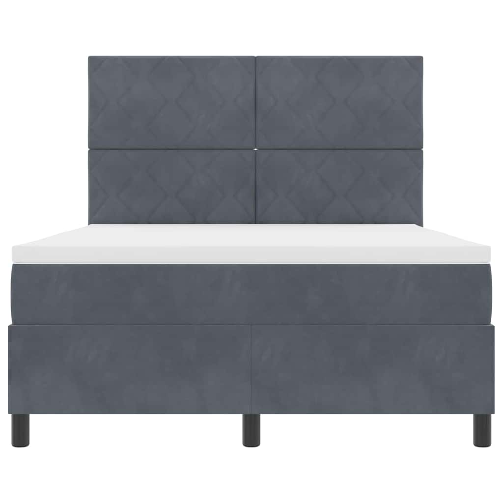 LED Box Spring Bed med hovedgærde Mørkegrå 160 x 200 cm Fløjl