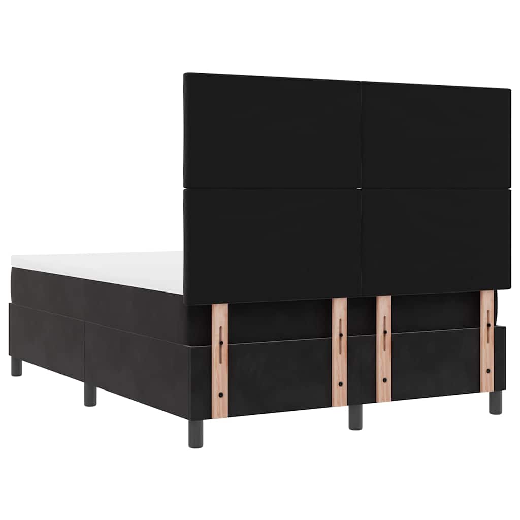 LED Box Spring Bed med hovedgærde Sort 160 x 200 cm Fløjl