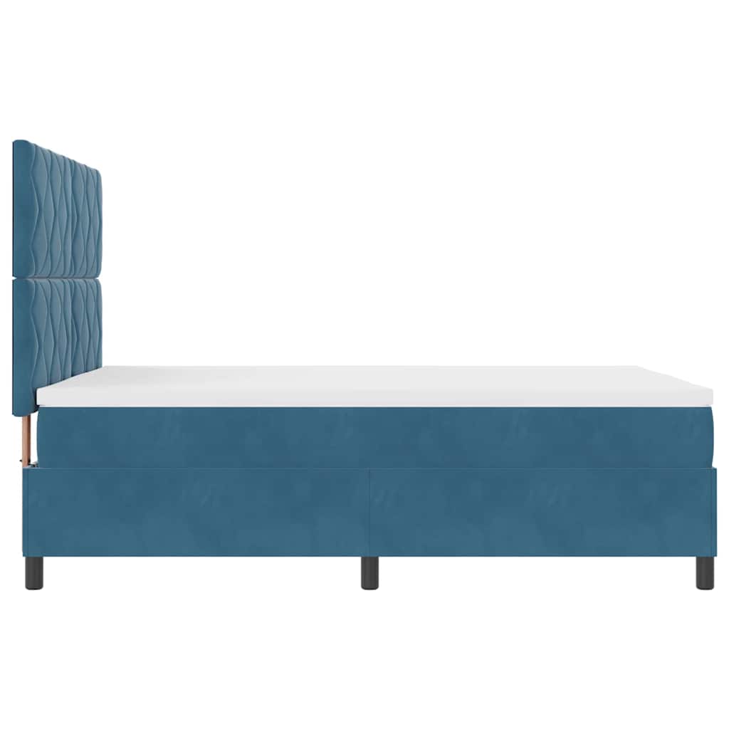 LED Box Spring Bed med hovedgærde Mørk blå 160 x 200 cm Fløjl