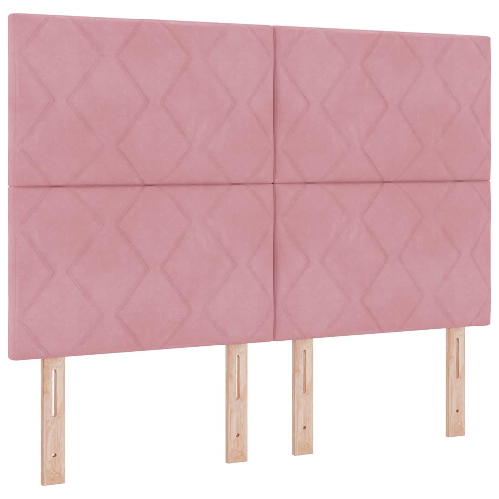 LED Box Spring Bed med hovedgærde Lyserød 160 x 200 cm Fløjl