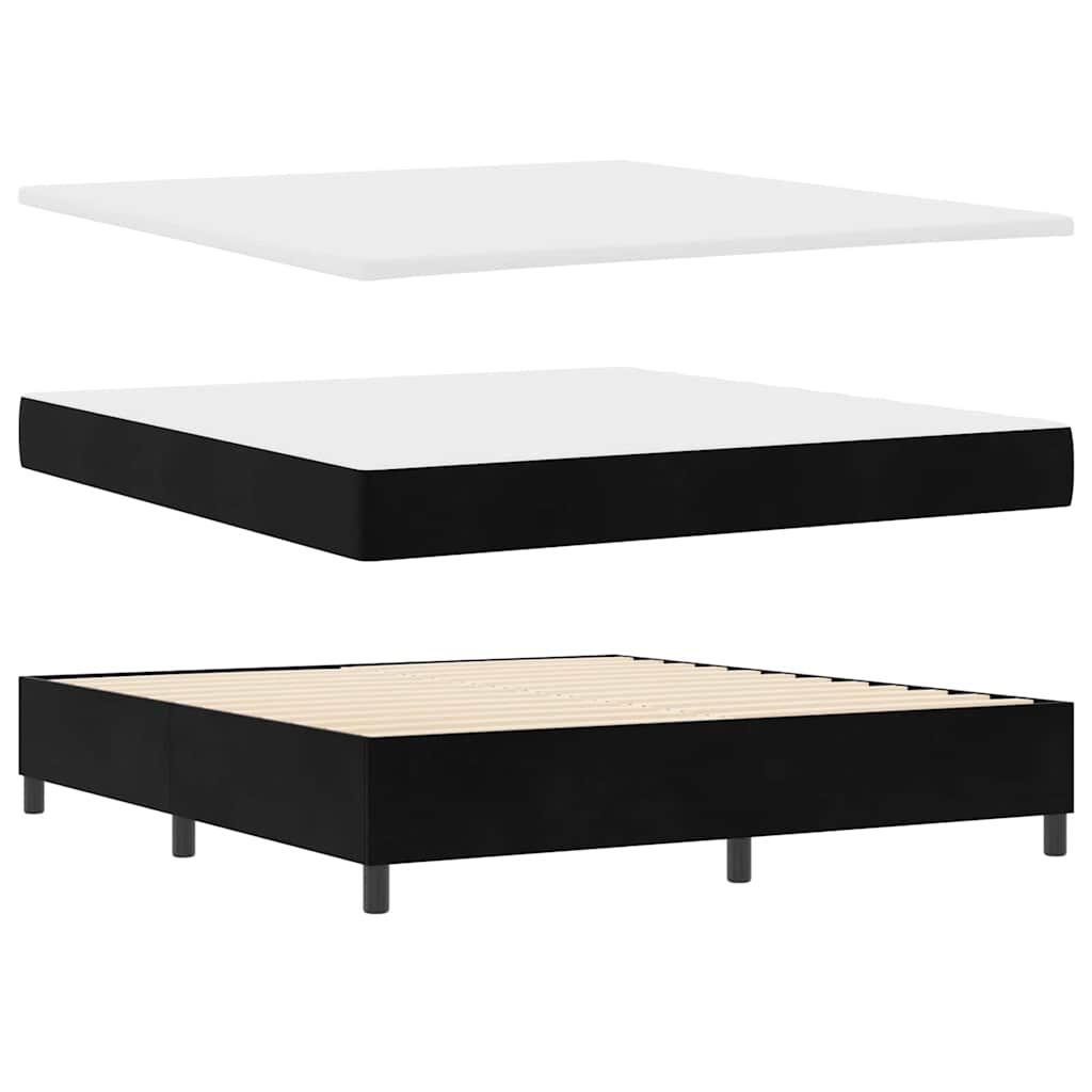 LED Box Spring Bed med hovedgærde Sort 180 x 200 cm Fløjl