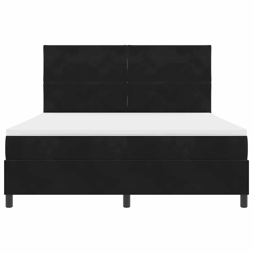 LED Box Spring Bed med hovedgærde Sort 180 x 200 cm Fløjl