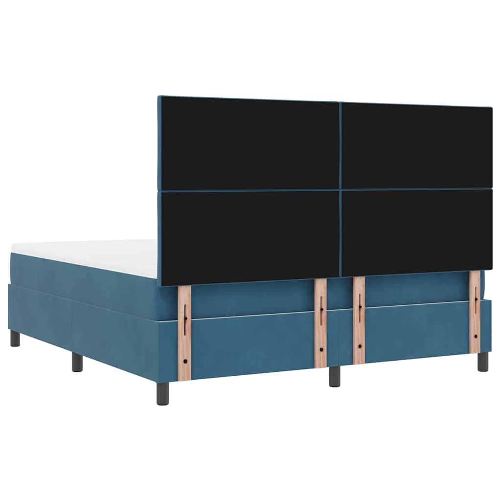 LED Box Spring Bed med hovedgærde Mørk blå 180 x 200 cm Fløjl