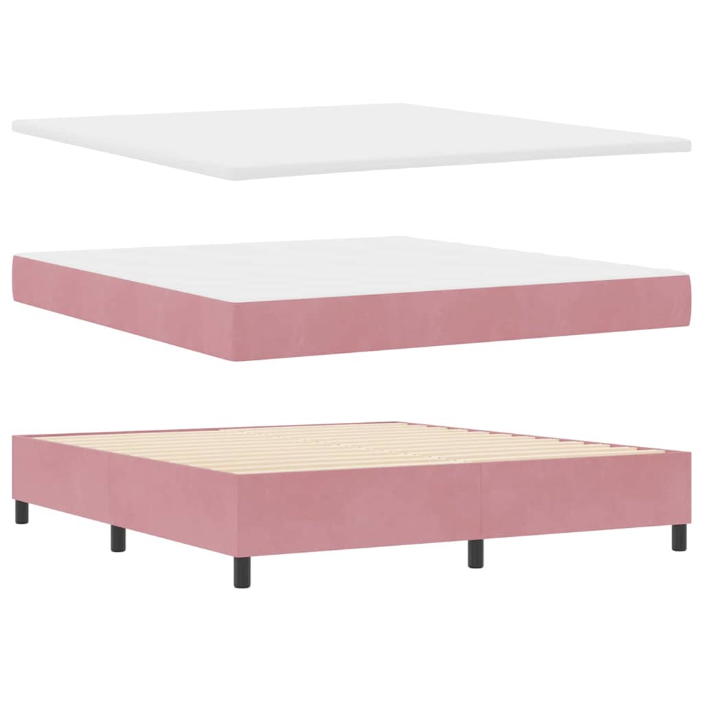 LED Box Spring Bed med hovedgærde Lyserød 180 x 200 cm Fløjl