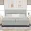 LED Box Spring Bed med hovedgærde Lysegrå 200 x 200 cm Fløjl