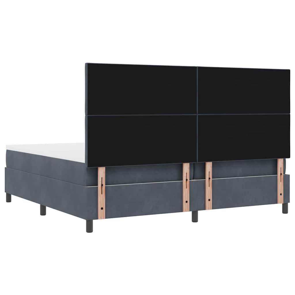 LED Box Spring Bed med hovedgærde Mørkegrå 200 x 200 cm Fløjl
